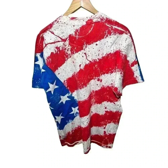 Vintage Single Stitch T Shirt XL Flag Print Fruit Of The Loom Made In USA - Picture 4 of 7